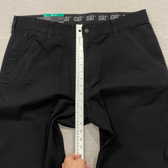 CAT Caterpillar Utility Work Pants Mens 38 x 34 Black Flex Waistband Cell Pocket - Picture 13 of 16